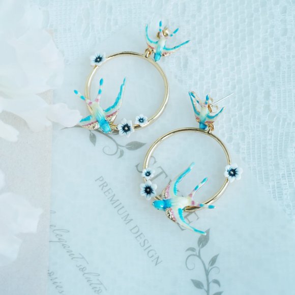 Brand new Bill skinner blue swallow earrings - Picture 2 of 10